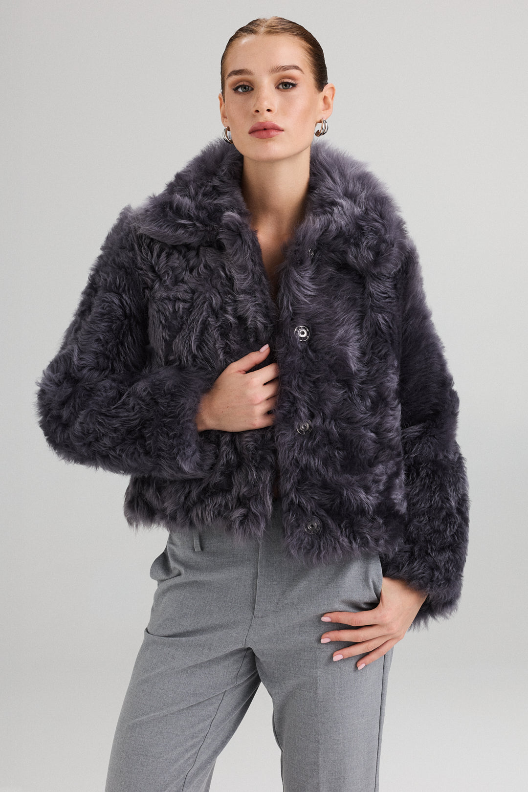 Curly lamb fur jacket